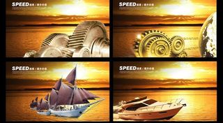 金色企业文化展板设计PSD素材