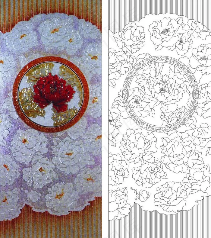 牡丹竖条图图片cdr矢量模版下载