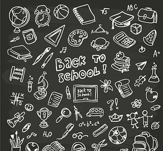 手绘校园元素设计矢量素材图片