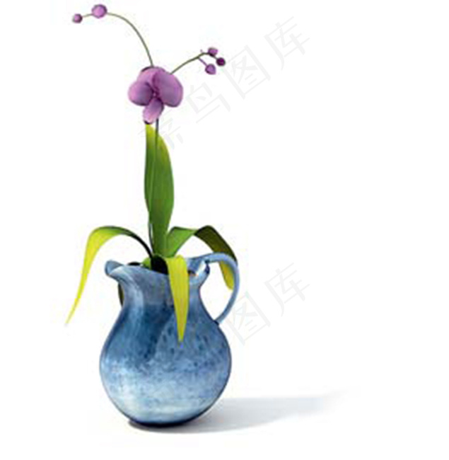 3D室内植物花玻璃花瓶装饰模型