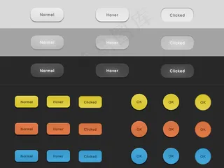 高亮立体按钮PSD分层素材