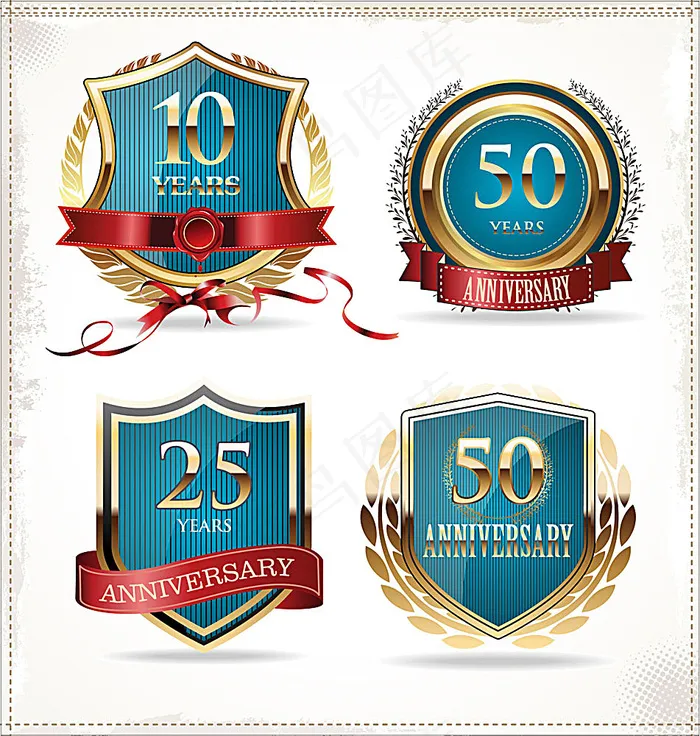 蓝色结婚周年庆徽章eps,ai矢量模版下载