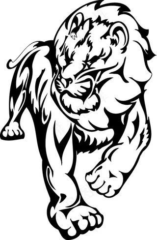 黑白简单雄狮矢量素材