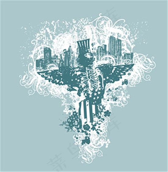 鹰骷髅矢量素材