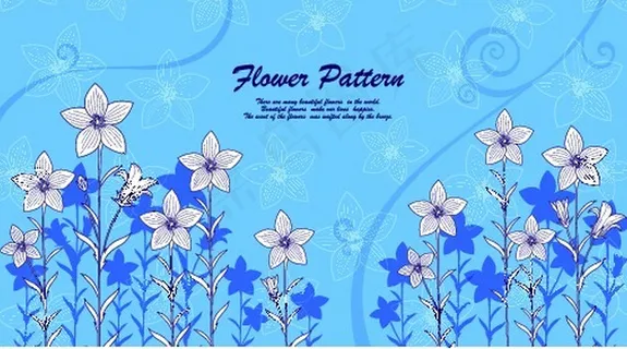 手绘百合花朵植物图案