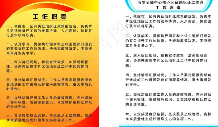 公司制度牌 工作职责图片cdr矢量模版下载