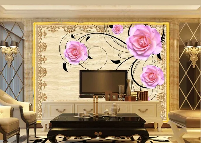 欧式玫瑰花藤简约效果背景墙(8504X6803(DPI:72))psd模版下载
