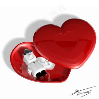 3D红心睡觉人物PSD分层模板