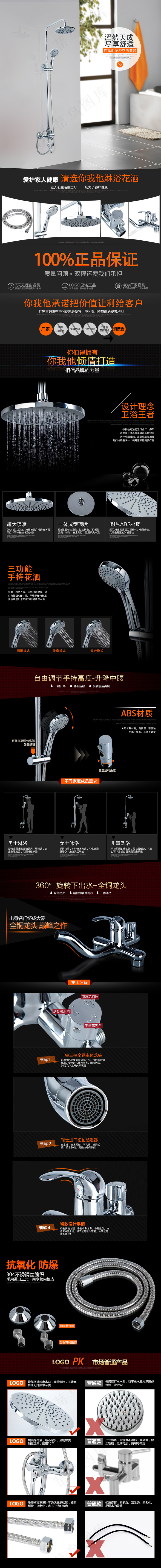 家居卫浴用品花洒详情页模板(790X7715(DPI:72))psd模版下载