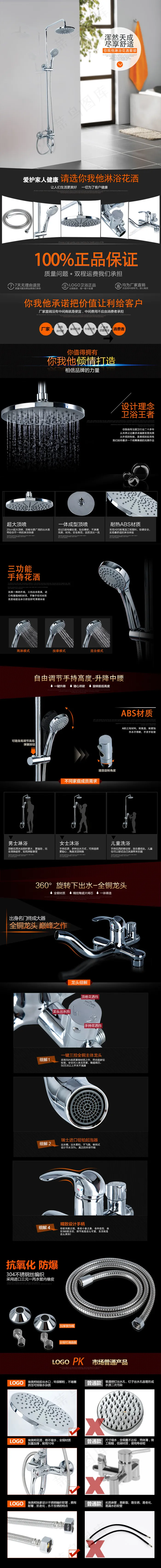 家居卫浴用品花洒详情页模板(790X7715(DPI:72))psd模版下载