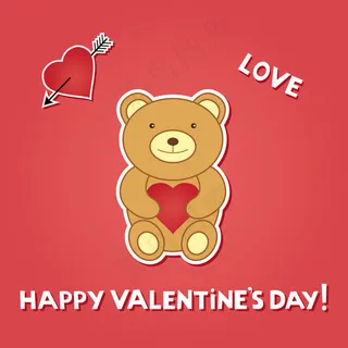 卡通熊情人节卡片矢量素材