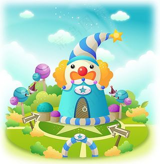 小丑房子娱乐插画