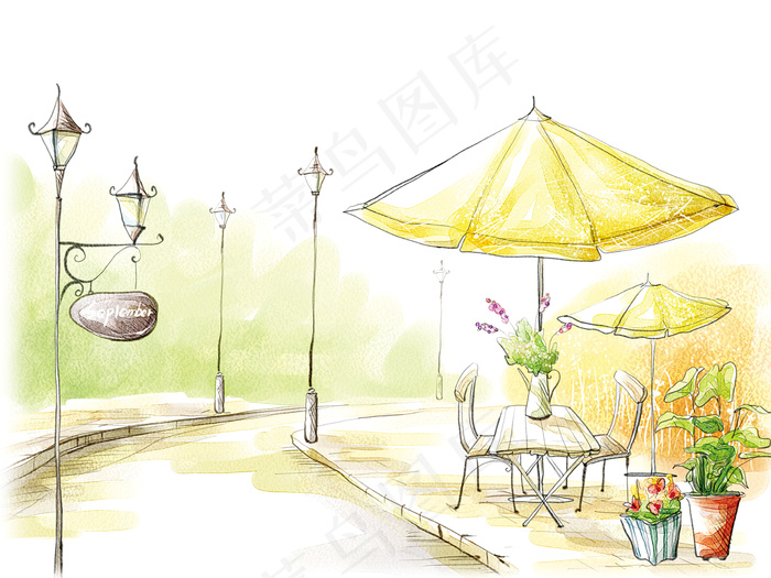 公园小路卡通图片