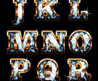 钻石与黄金字母矢量03