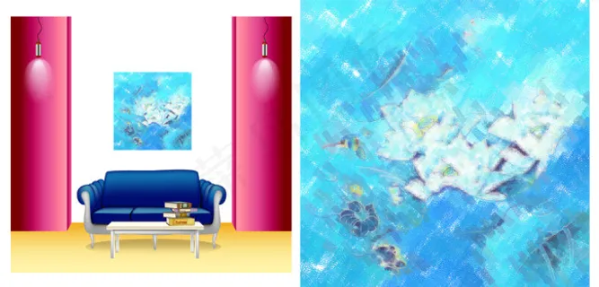 家居室内装饰墙画荷花