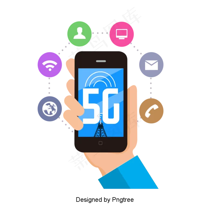 卡通手机5G全球化场景,免抠元素(1200*1200px 72dpi )psd模版下载