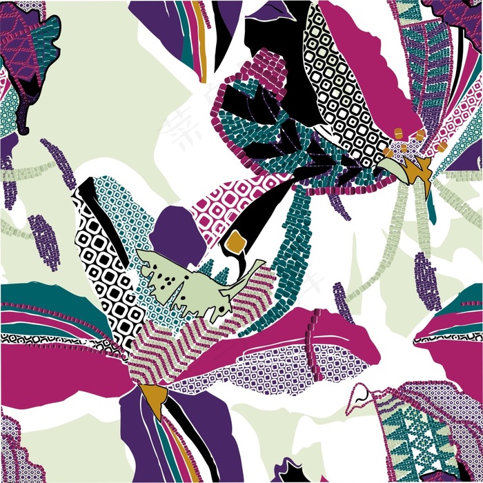 面料印花图案植物花卉