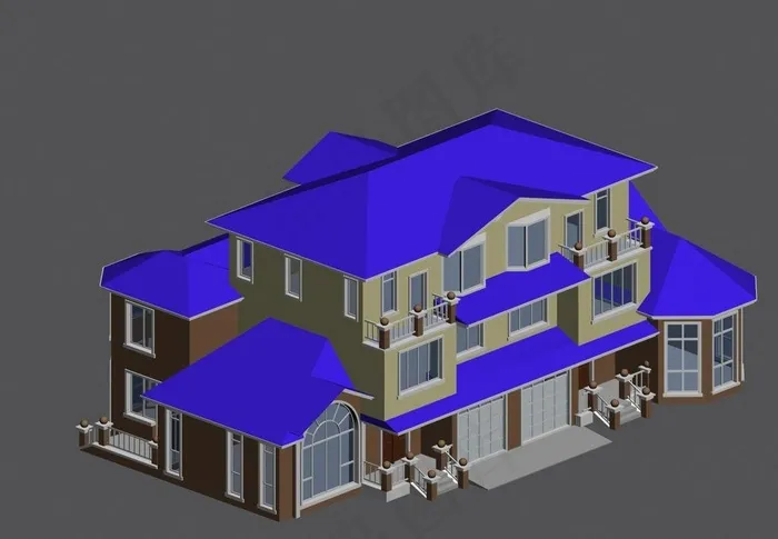 双拼别墅3d模型图片