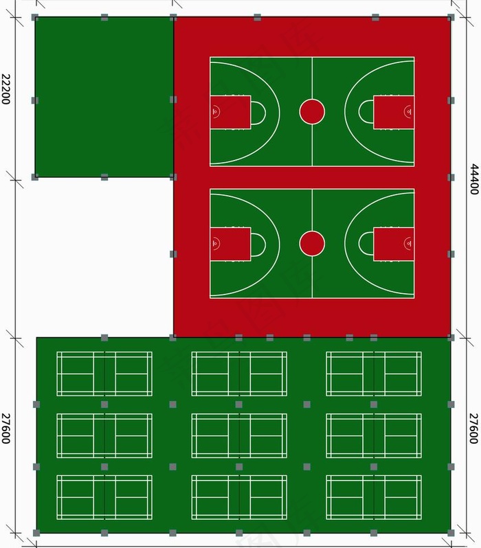 篮球场 羽毛球场设计图图片psd模版下载
