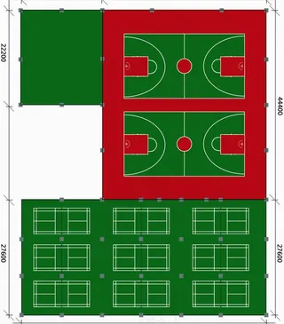 篮球场 羽毛球场设计图图片