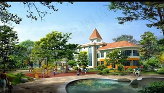 欧式建筑园林绿化效果图图片