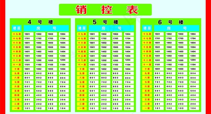 销控表图片cdr矢量模版下载