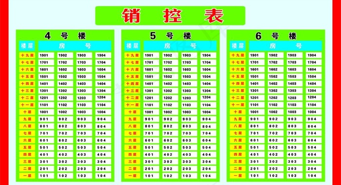 销控表图片cdr矢量模版下载