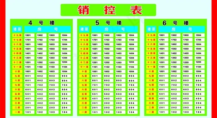 销控表图片cdr矢量模版下载