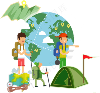 卡通旅行行李箱海报图素材