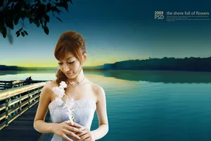 地产美女湖泊