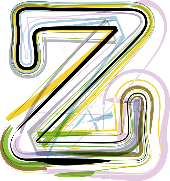 说明有机字体字母Zeps,ai矢量模版下载