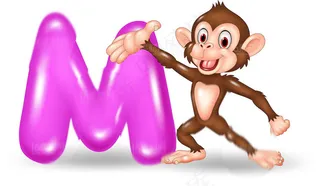 卡通动物字母设计矢量