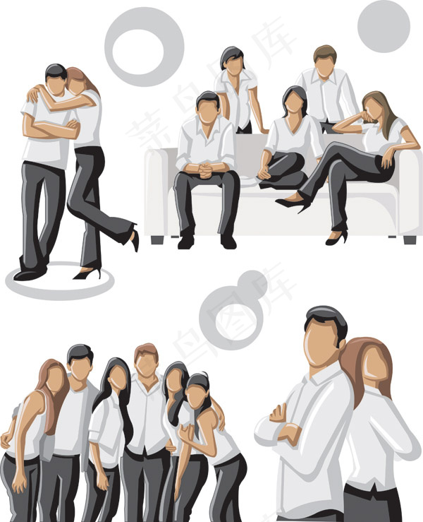 年轻的男人和女人的照片向量3