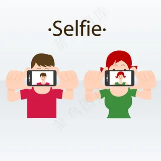 自拍人物设计矢量素材