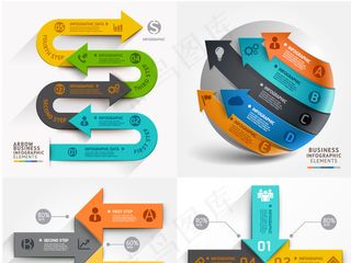 汽车保险业务矢量图片时间轴信息图标...