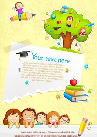 卡通小学生开学返校图片