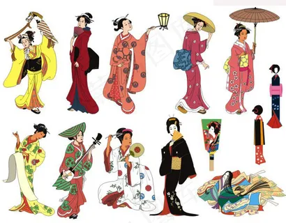 CDR格式日本和服女人矢量素材 CDR格式日本和服女人矢量素材