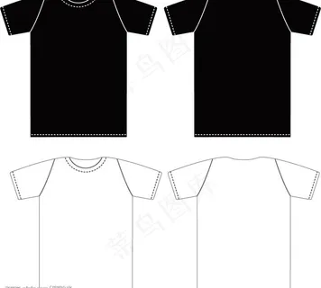 黑白t恤反正面ai格式素材图片