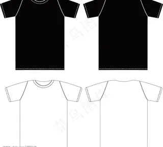 黑白t恤反正面ai格式素材图片