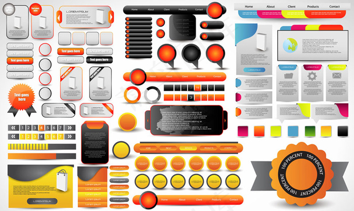时尚的用户界面设计元素矢量素材