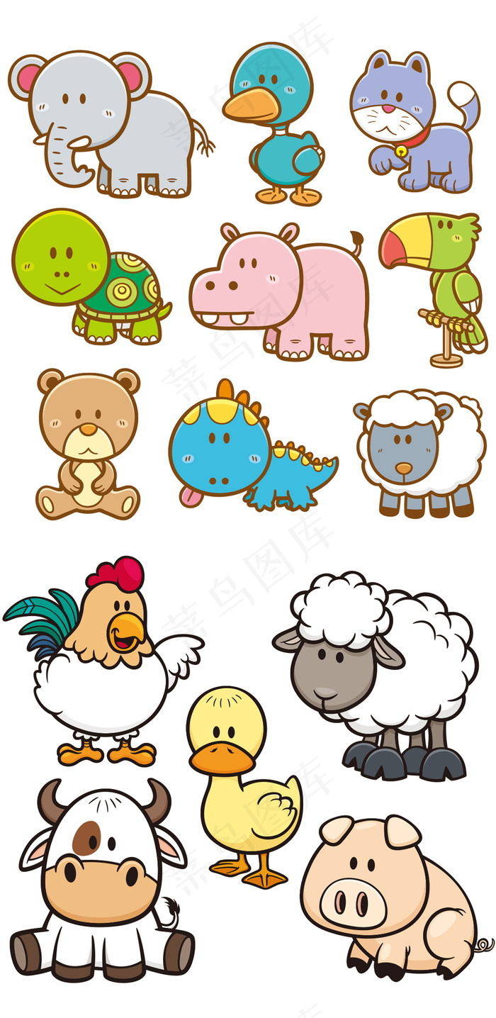 手绘卡通动物eps矢量素材合集