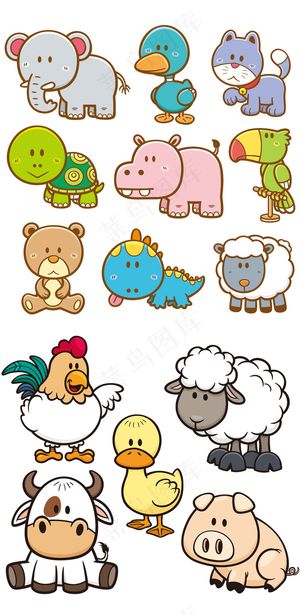 手绘卡通动物eps矢量素材合集