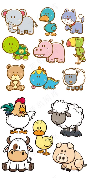 手绘卡通动物eps矢量素材合集