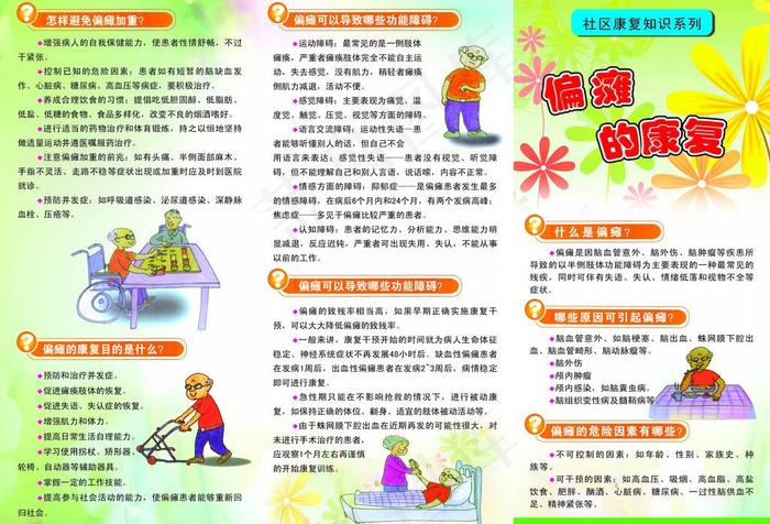 偏瘫的康复知识三折页图片