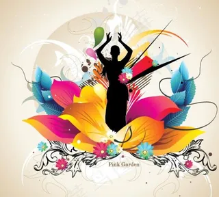 时尚花纹与美女矢量素材