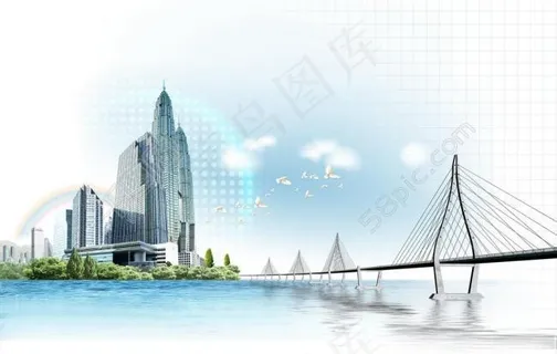 桥 城市 蓝天白云 环保 科技图片