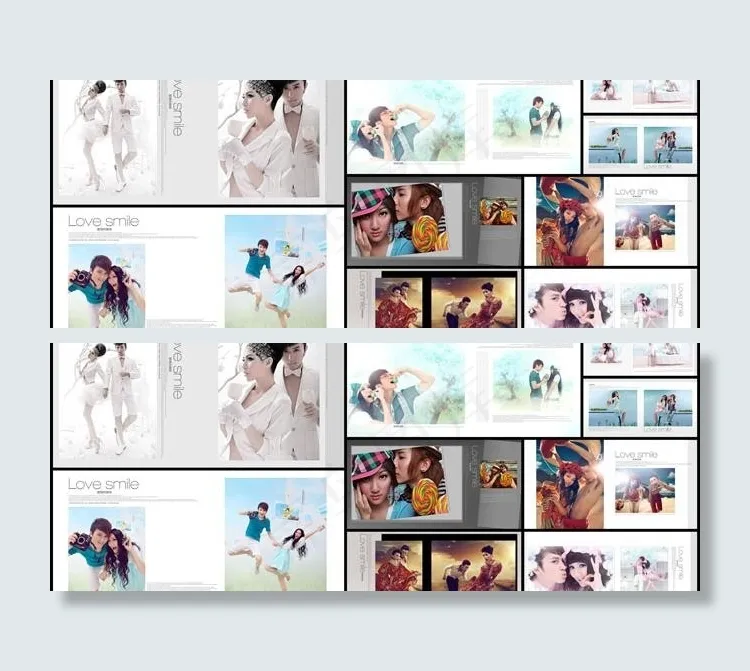 影楼样册之爱情的微笑情侣写真PSD...(6100X3100(DPI:254))psd模版下载
