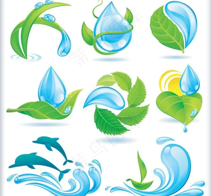 动感蓝色水花水泡图片eps,ai矢量模版下载