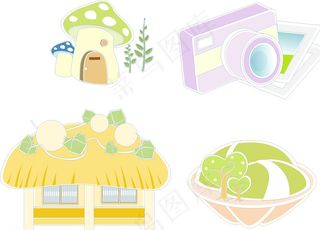 卡通蘑菇 茅草屋图片