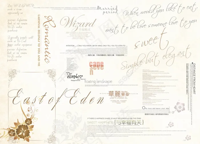 底纹花色和英文特色字体婚纱类(4803X3465(DPI:200))psd模版下载